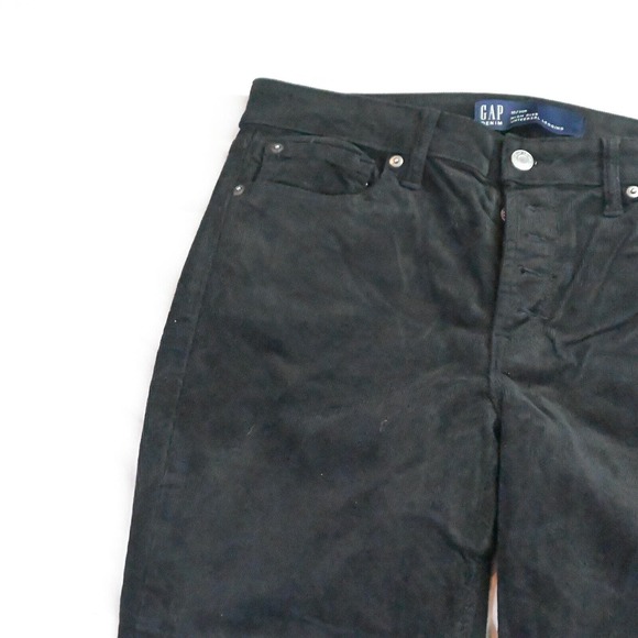 Gap 10 Black Corduroy High Rise Universal Legging Exposed Button Fly Pants - Picture 2 of 5
